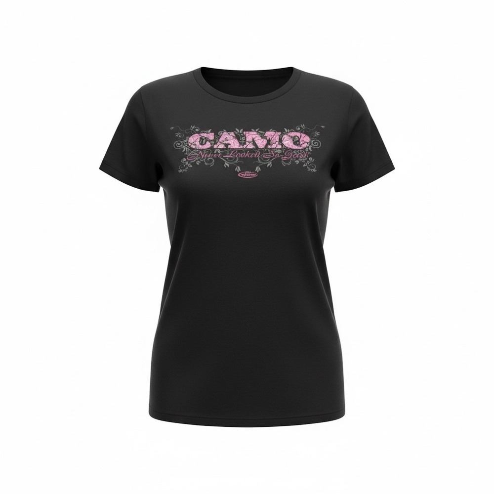 Team Realtree Womens Black Camo Never Looked So Good T Shirt X-Large